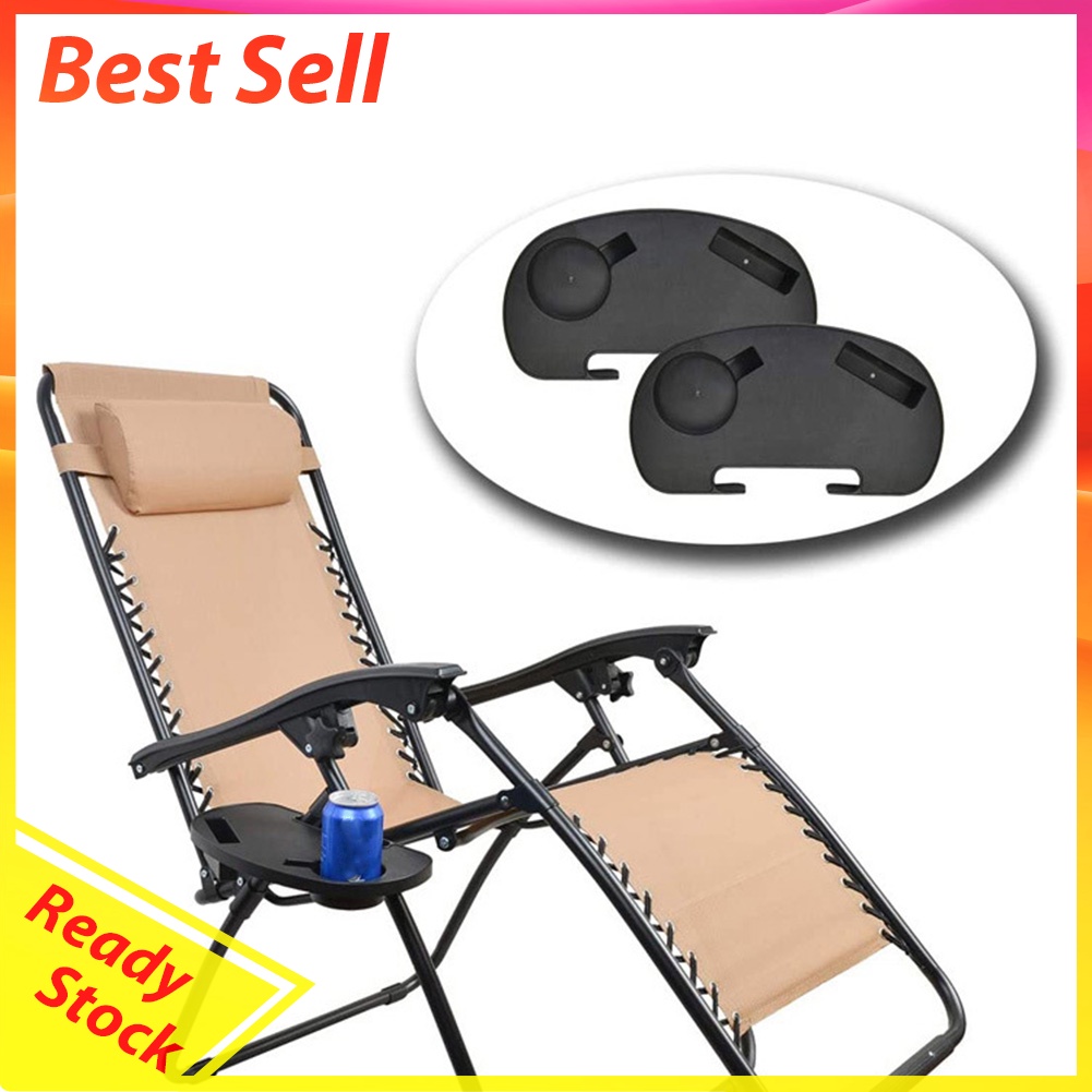 Folding Reclining Chairs Cup Holder Portable Recliner Side Beverage Tray