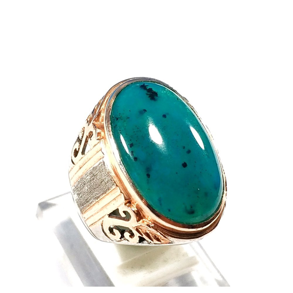 CINCIN BATU AKIK NATURAL BACAN DOKO HIJAU TOTOL SERAT ENCER TEMBUS MANTAP RING PERAK FREE MEMO