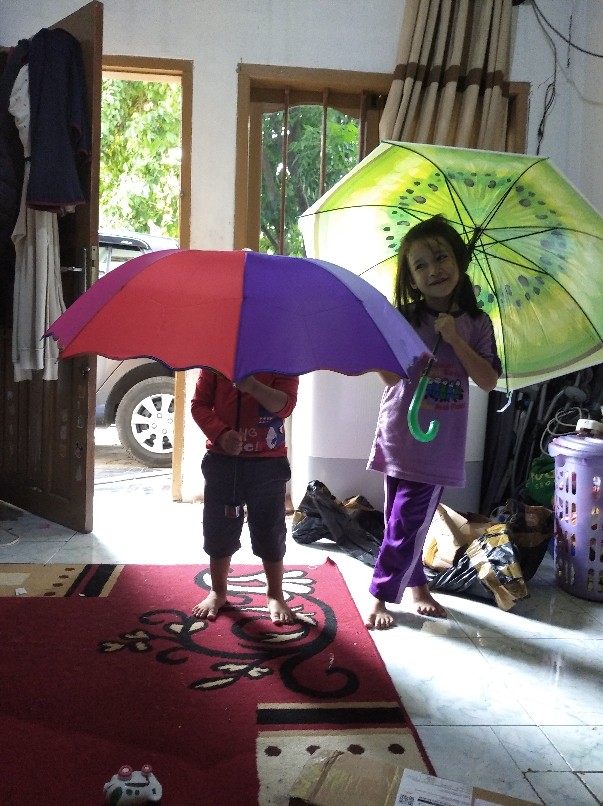 Payung Lipat Korea Motif Rainbow Ekport Quality Merk Sakura