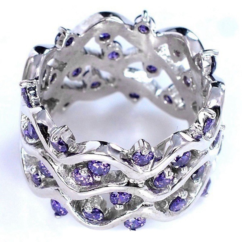 Cincin Sterling Silver 925 Hias Batu Permata Amethyst Ungu Untuk Wanita