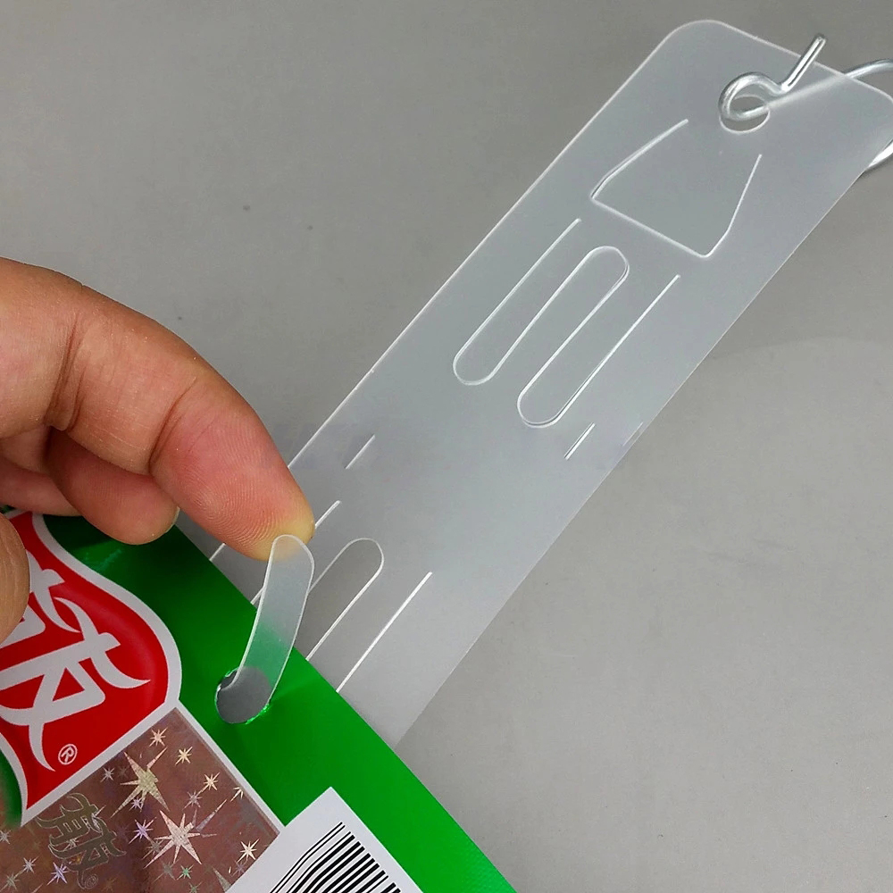 Supermarket Plastic Merchandise Clear Display Hooks Strips With Clips/Transparent Snack Hanging Commodity Promotion Retail Storage Strip