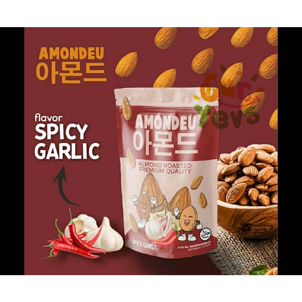 Almom AMONDEU SPICY GARLIC Almond Roasted Premium Quality - 100% Pure Almond