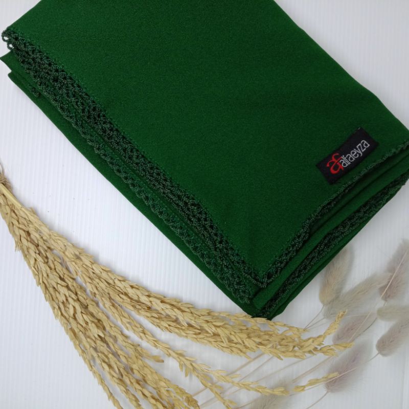 PASHMINA CROCHET EMBRIODERY / PICOT DIAMOND STRETCH-Hijau Botol