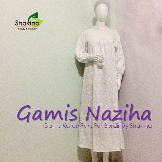GAMIS LEBARAN | GAMIS PUTIH | GAMIS IDUL FITRI | GAMIS KATUN PARIS FULL BORDIR | Gamis Naziha | GAMI