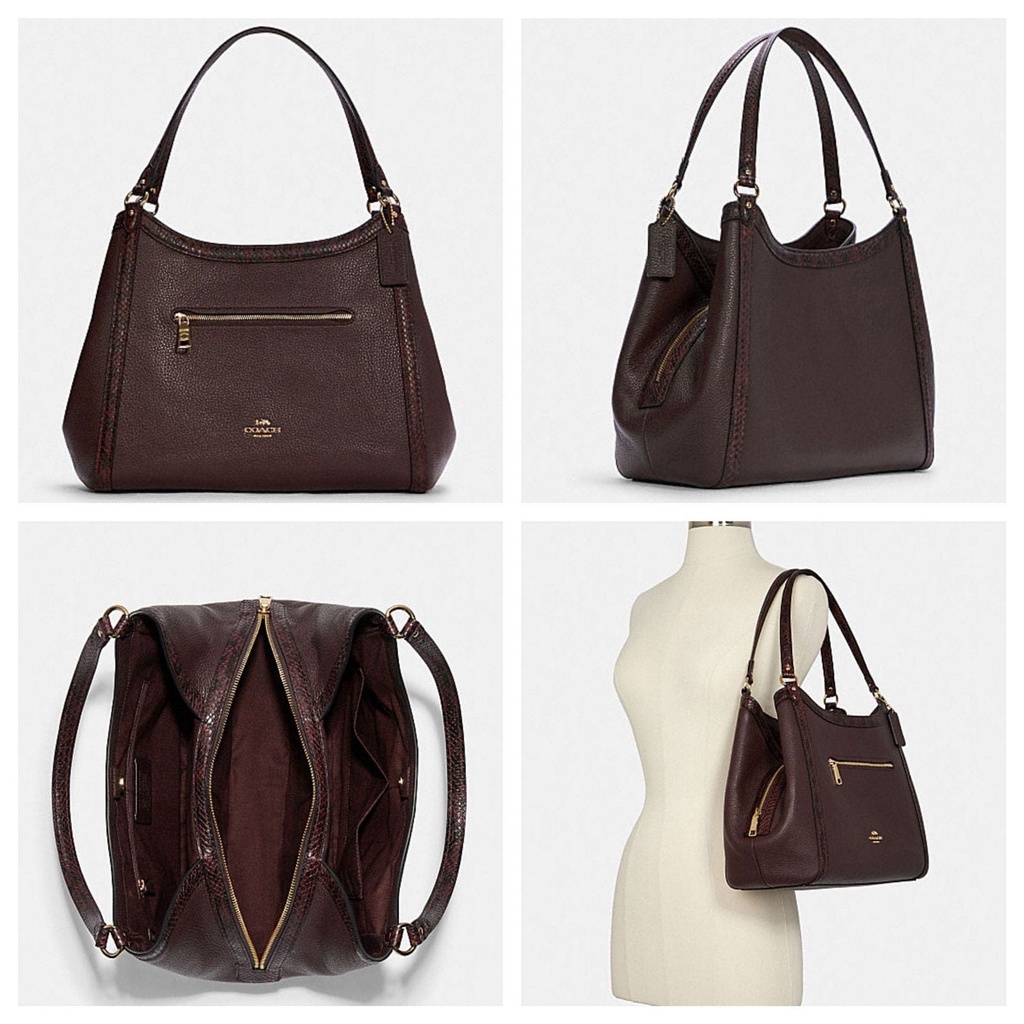 Tas Coach Kristy Snake Emboss  Shoulder Bag Cranberry New Original