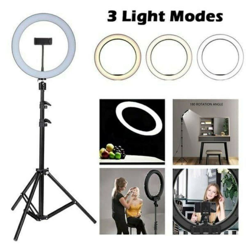 Grade A RING LIGHT 20CM 120 LED RINGLIGHT LED MAKEUP MUA LAMPU CINCIN 10 inch Smartphone Holder + Tripod 2M