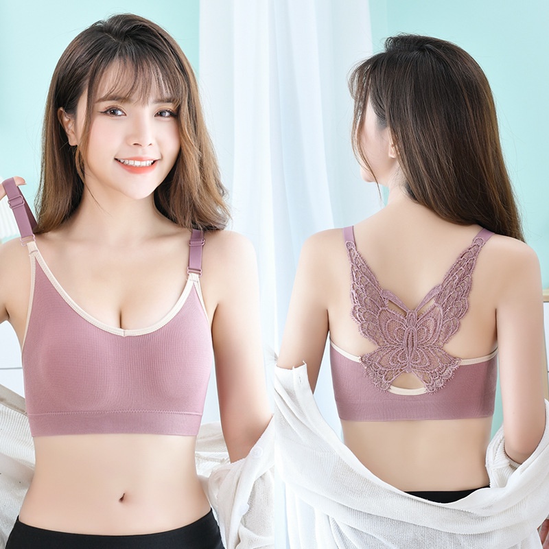 TF Bra Wanita Motif Belakang Kupu Tali Stel Adjustable Free Size BH Bikimi Cewek Korean Style