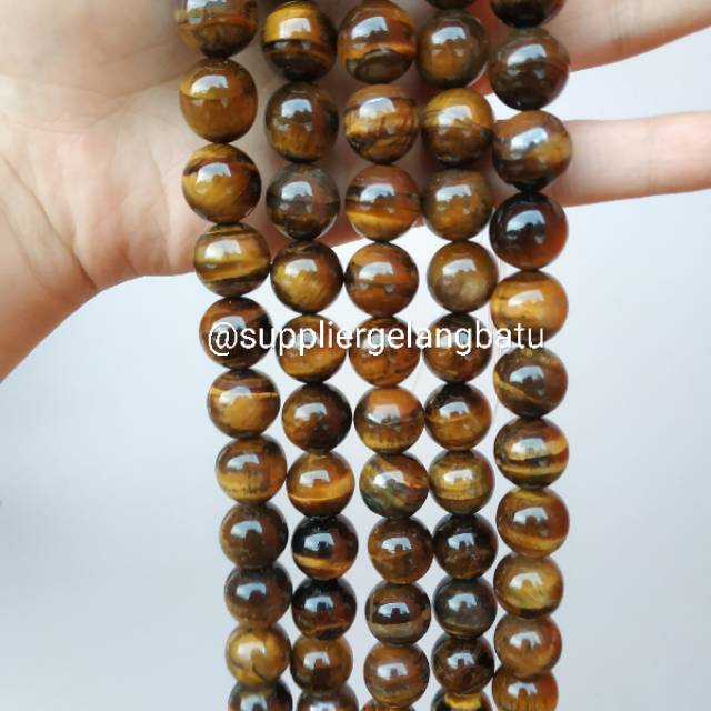 brown tiger eye biduri sepah cokelat mata singa 12mm natural akik