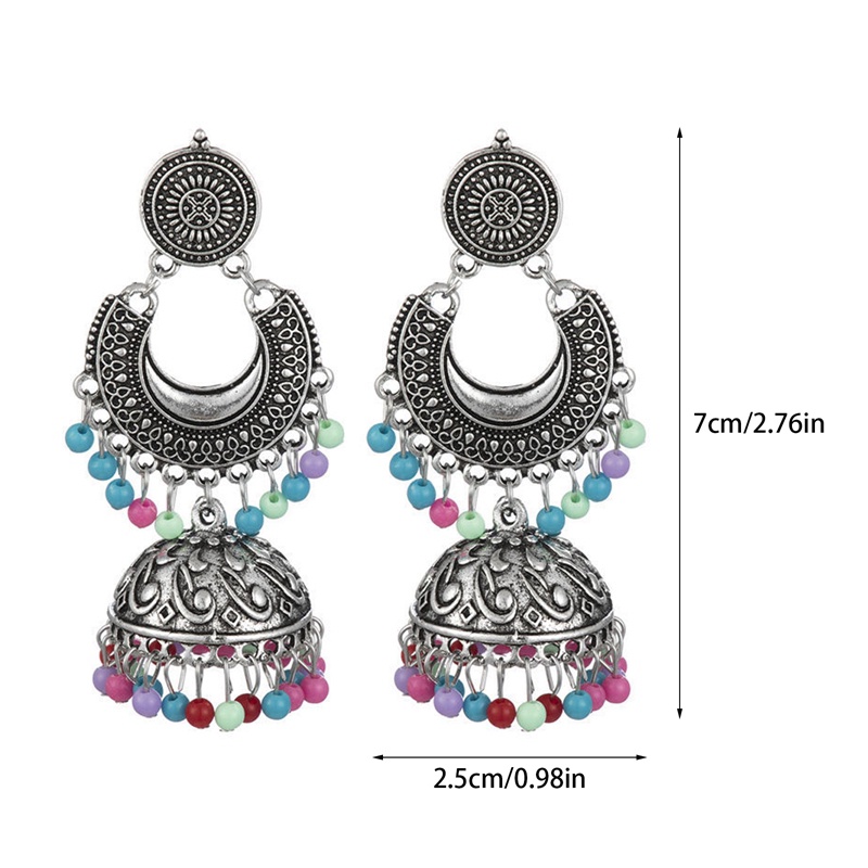 Anting Juntai Manik-Manik Rumbai Warna-Warni Gaya Etnik Vintage Untuk Wanita