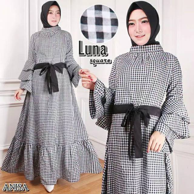 Gamis Katun Luna Square Maxi .Gamis Syari Muslim