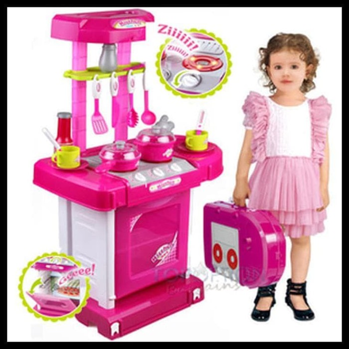 MAINAN ANAK KITCHEN SET KOPER BESAR PINK / MAINAN MASAK - MASAKAn a102 - Mainan Masak Masakan Murah
