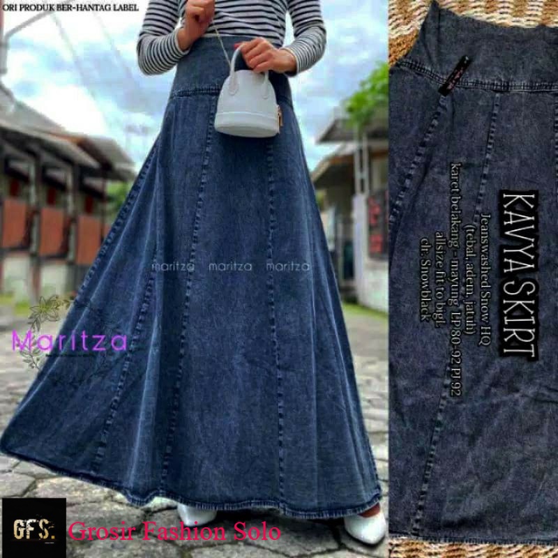 Kavya Skirt by GFS | Rok Jeans Pecah 8 Delapan