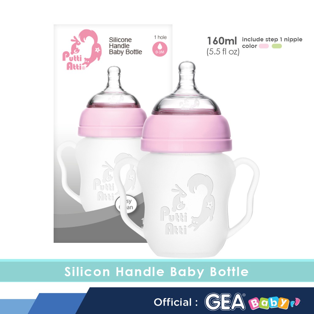 Putti Atti Silicone Handle Baby Bottle 160ml - Botol Susu Bayi Silikon Handle