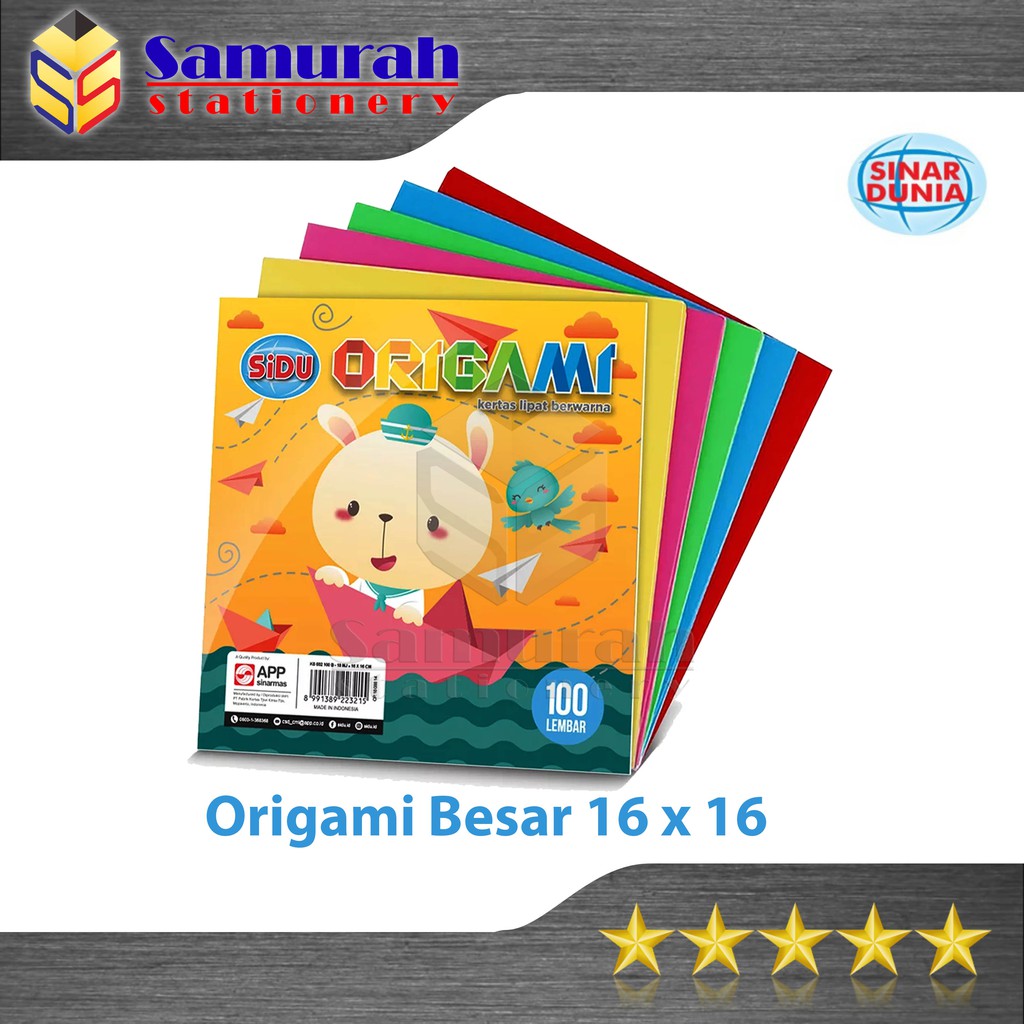 

Kertas Origami Besar isi 100 Lembar Sidu / Kertas Lipat TK Besar 16x16 Origami Sinar Dunia 16 x 16