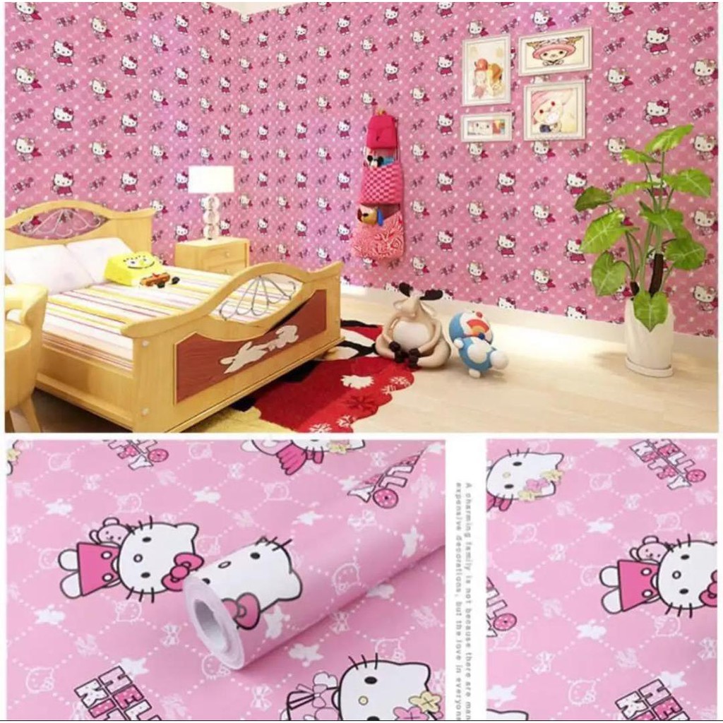 WALLPAPER STICKER | MOTIF HELLO KITTY PERI | Uk. 45cm x 9m