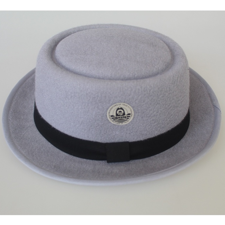 Topi Fedora Porkpie Pria dan Wanita Dewasa All Size Original Warna Abu Muda Fedora Hat Light Grey