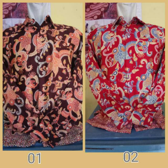 Kemeja batik lengan panjang (semi sutra)
