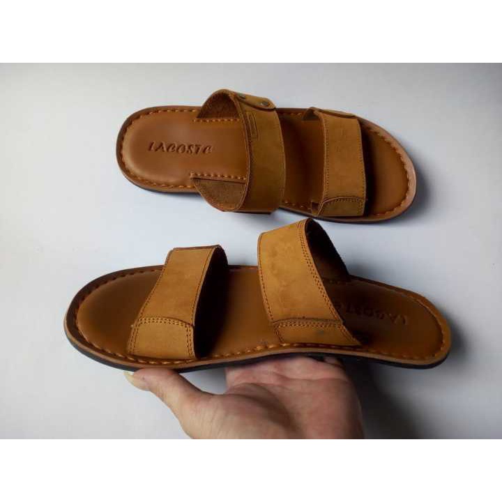 Sandal laki-laki LACOSTE Sandal Selop Pria Sandal Full Kulit Sandal Kulit Asli Sandal Casual