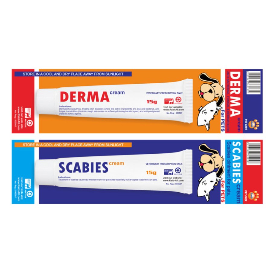 Scabies Cream Raid All untuk Hewan Kucing Anjing / Salep Kulit Hewan