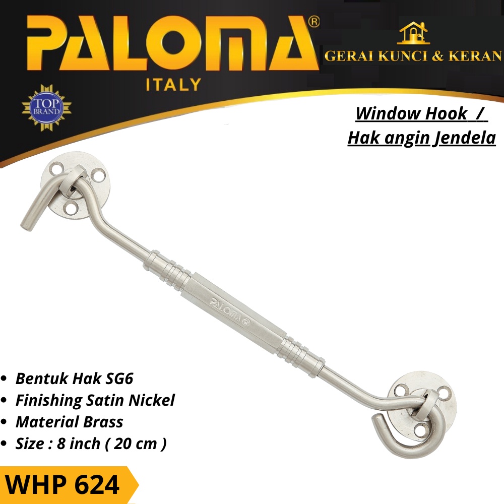 HAK ANGIN PENAHAN JENDELA WHP 624 BRASS 8&quot; INCH 20CM  SN WINDOW HOOK CANTOLAN