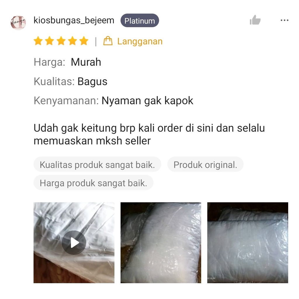 Bantal Tidur 43x60 Isi 640gr Silicon Premium / Bantal Tidur Putih Polos / Kamsu Pillow