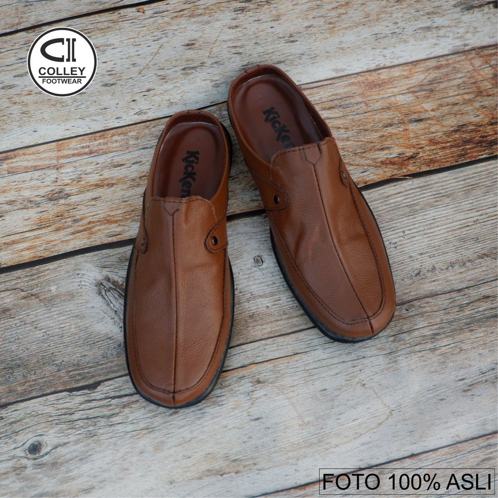 COD - SEPATU BUSTONG PRIA 100% KULIT ASLI / SLOP / CASUAL LEATHER SLOP CLY-BTG.003