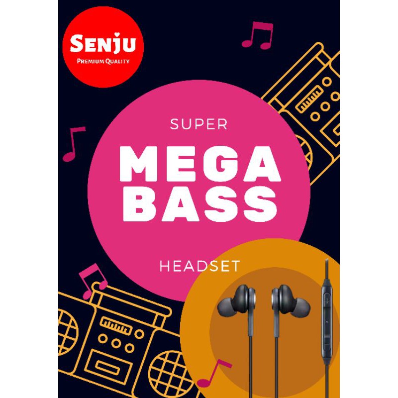 headset stereo Mega Bass Senju plus microphone cocok untuk smule dan pecinta musik