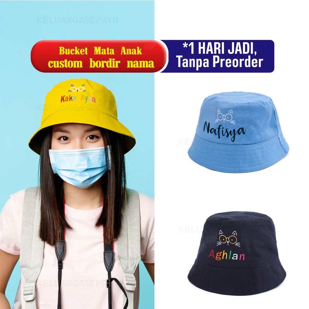 BUCKET ANAK BORDIR NAMA BUCKET LUCU KARAKTER MOTIF ANAK CUSTOM UNTUK KADO HADIAH LUCU DAN MURAH