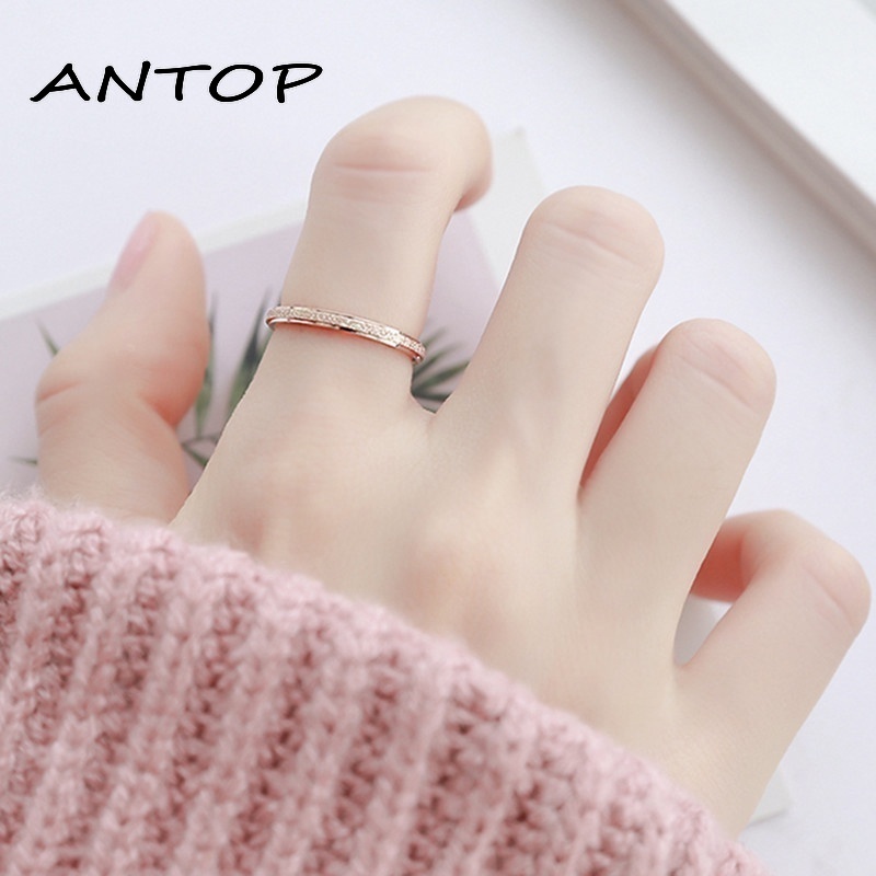 Korea Couple Cincin Fashion Matte Rust Proof Wanita Pria Perhiasan Aksesoris ANTOP