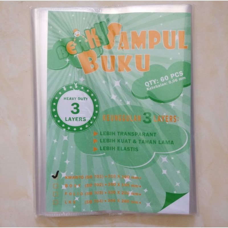 

[60 Lembar] Sampul Plastik Buku Kwarto