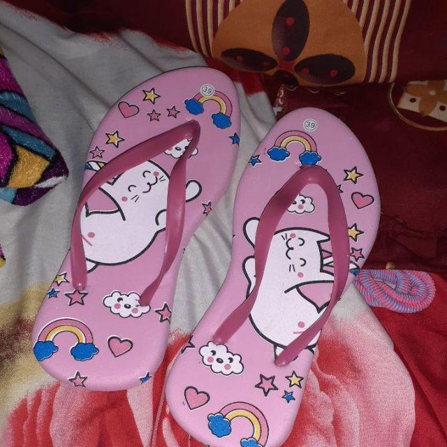 SENDAL JEPIT SPON MOTIF UNICORN  SANDAL  WANITA MURAH  