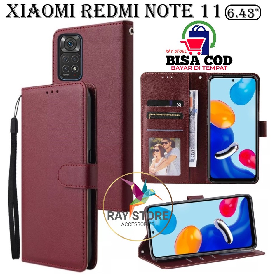 XIAOMI REDMI NOTE 11 FLIP LEATHER CASE PREMIUM-FLIP WALLET CASE UNTUK XIAOMI REDMI NOTE 11