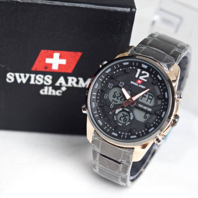 JAM TANGAN PRIA - JAM TANGAN DIGITAL ANALOG DUALTIME SA RANTAI STEEL