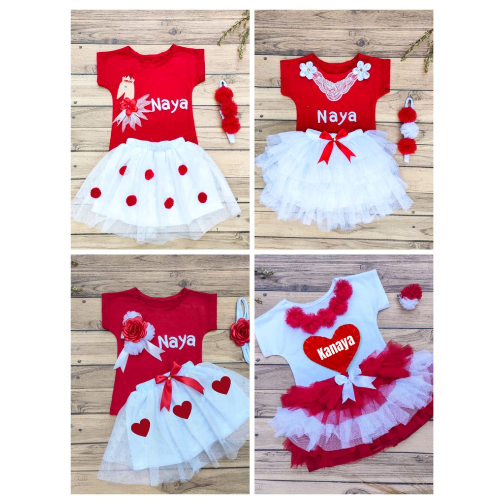 SPECIAL EDITION MERAH PUTIH‼️ Setelan Tutu Anak Free Headband