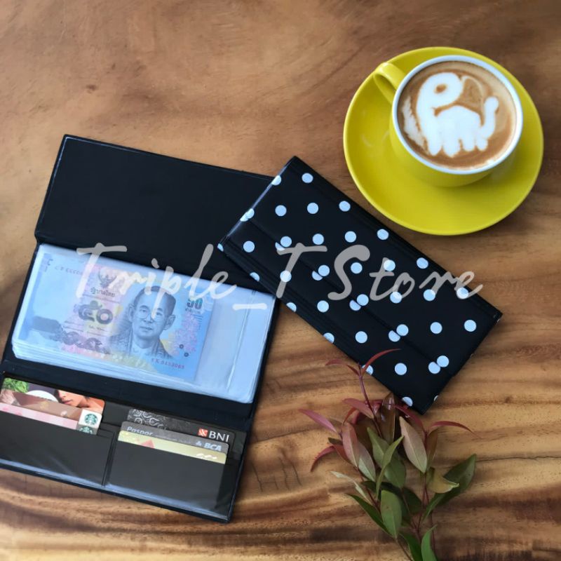 Dompet Organizer Wallet Sekat Disiplin Keuangan Pintar Keuangan  Polkadot  dan Jangkar