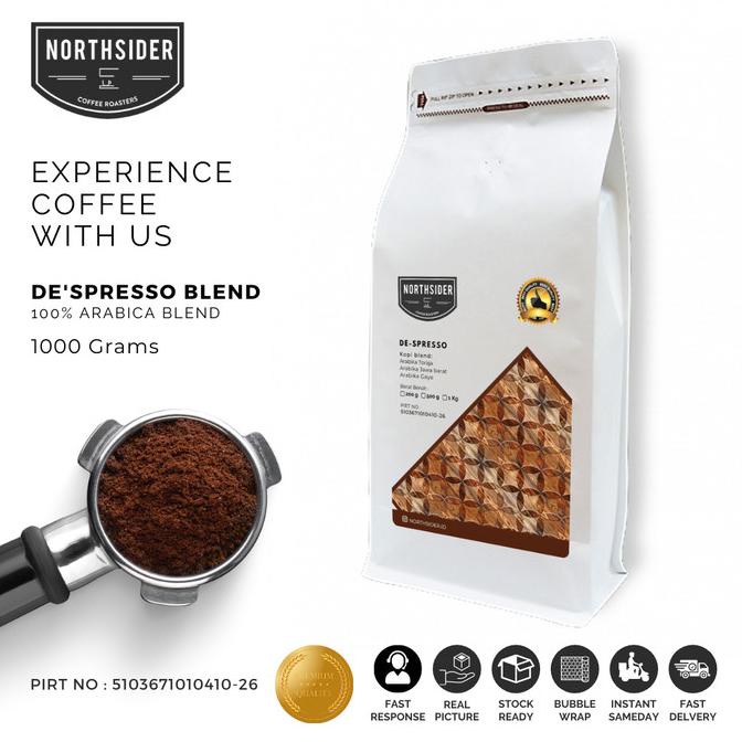 

BIJI KOPI ARABIKA DE S-PRESSO BLEND - 500GR NORTHSIDER ESPRESSO BLEND -Diskon Besar