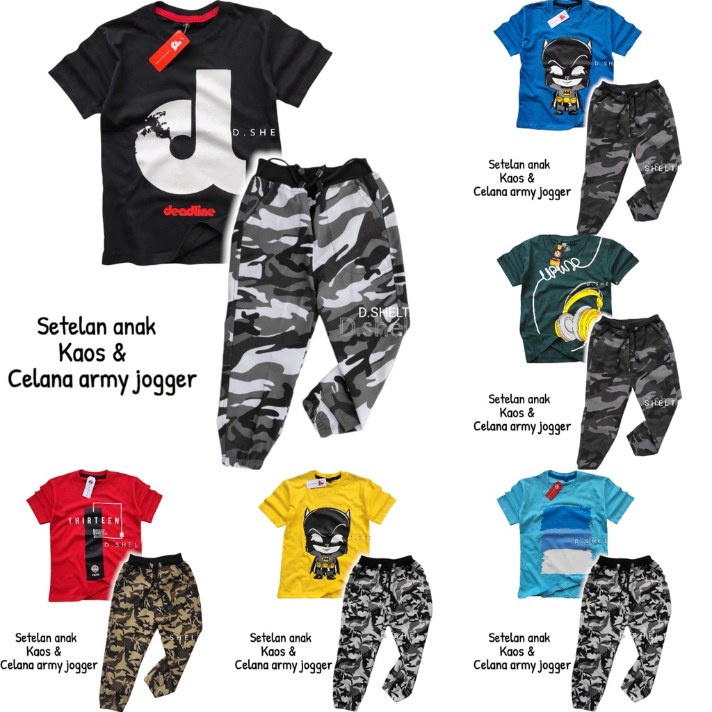 STELAN ANAK/SETELAN KAOS &amp; CELANA JOGGER ARMY ANAK part 3/DSHELTER