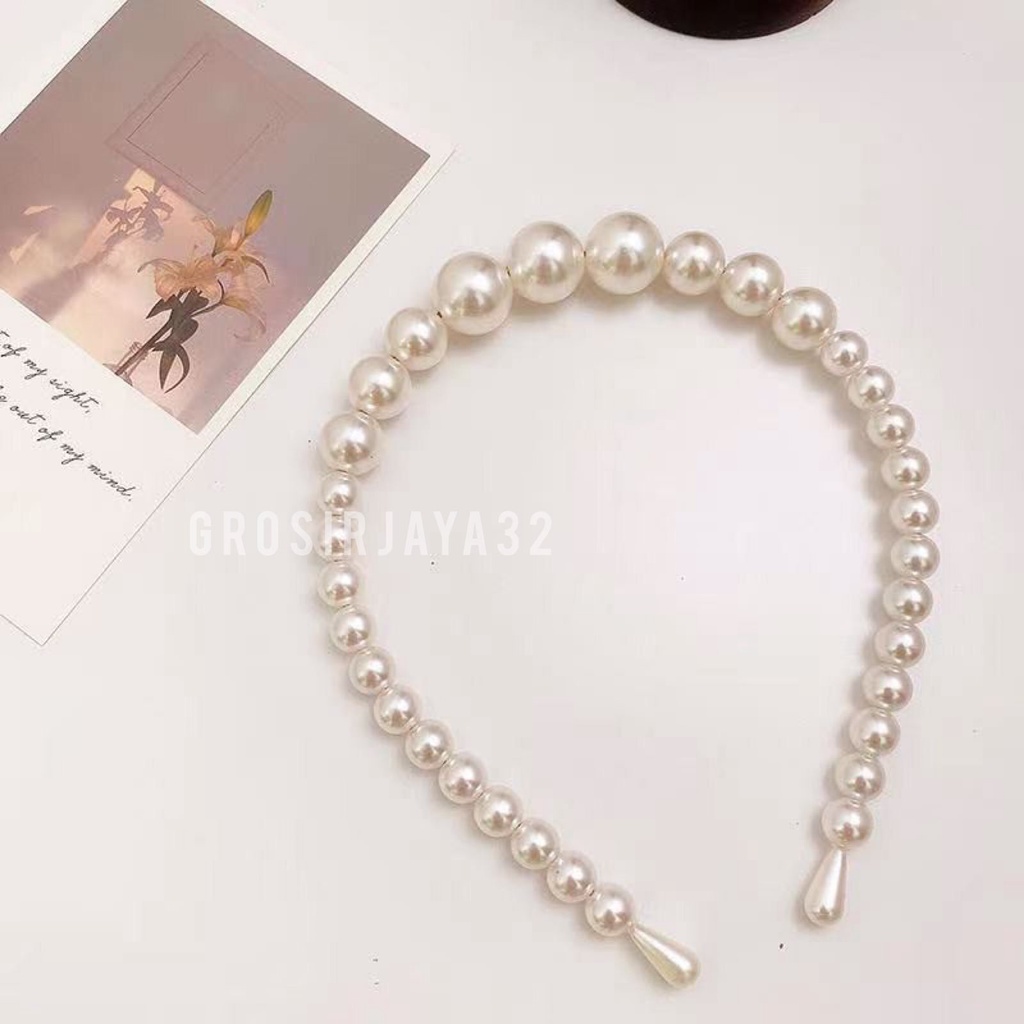 Bando Wanita Gaya Korea Aksen Mutiara Fashion Aksesoris Rambut Untuk Wanita Lokal