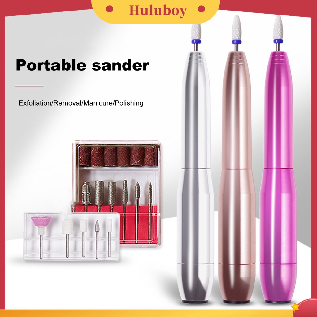 Huluboy Huluboy♡ 1 Set Kikir Kuku Elektrik Profesional Bahan Metal Untuk Manicure