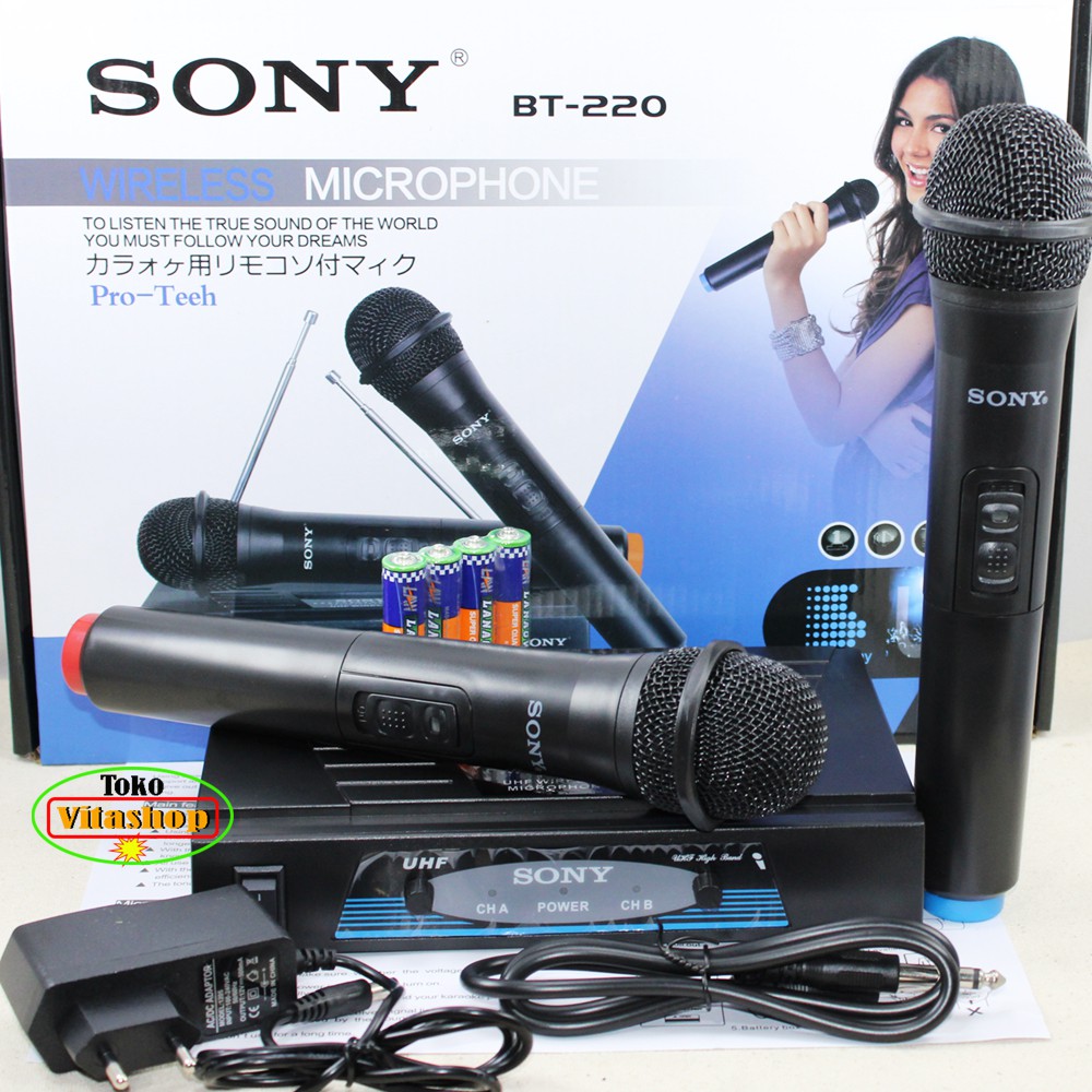 Microphone Wireless Sony BT-220 Mic Tanpa Kabel Set / Mik SONY Wairles