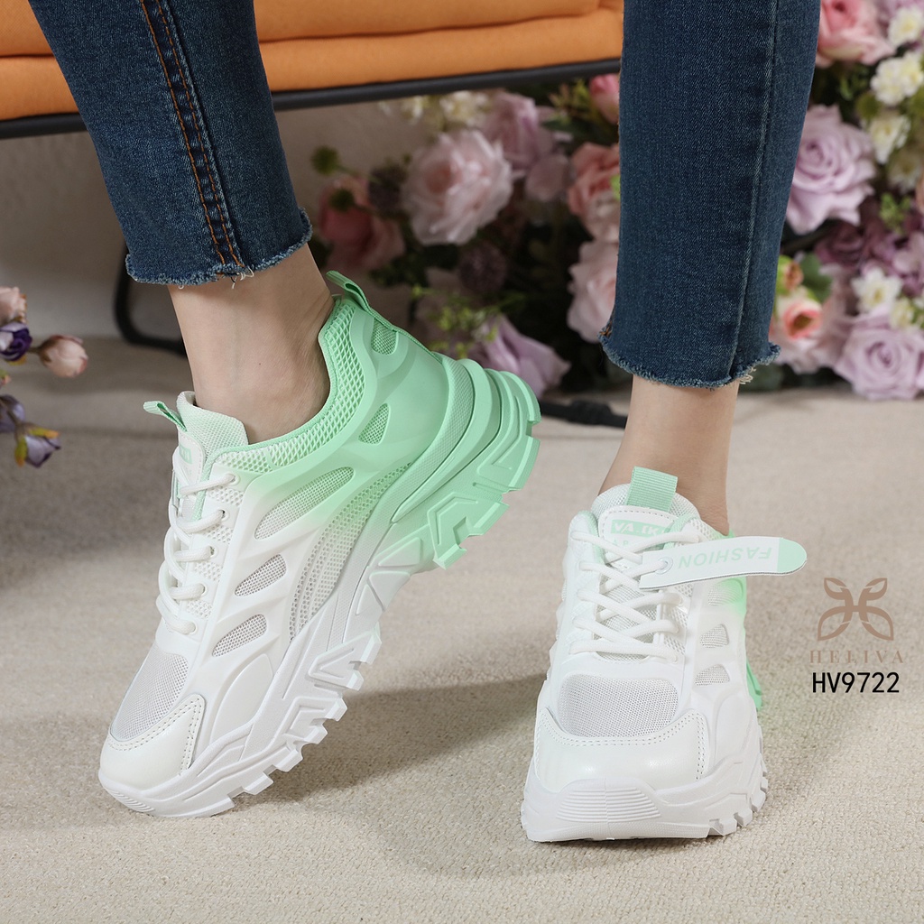 HELIVA ARABEL Sepatu Sneaker Tali Sol 5cm Sport Bahan Kulit HV9722 Original Brand