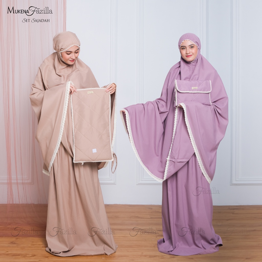 Mukena Dewasa Katun Premium Polos Fazilla Set Tas Sajadah Adem Lembut