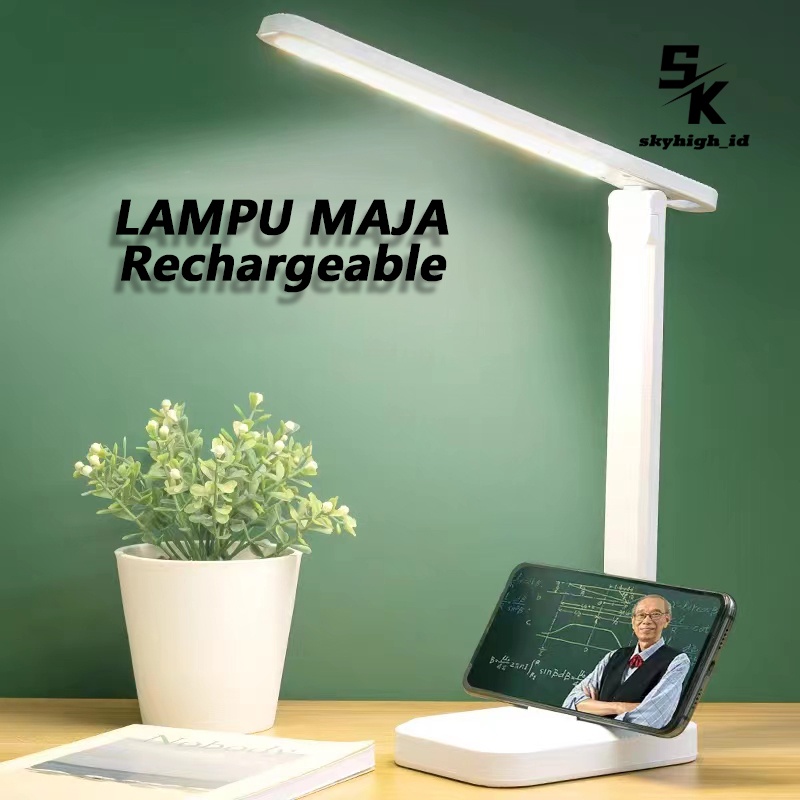 【LP003】Skyhigh Lampu Meja Belajar Membaca X8 4000mA Foldable Desk lamp 3 Lighting Modes, 5 Levels of Brightness LED Adjustable Angle suitable for Bedroom, Study, Office (White)