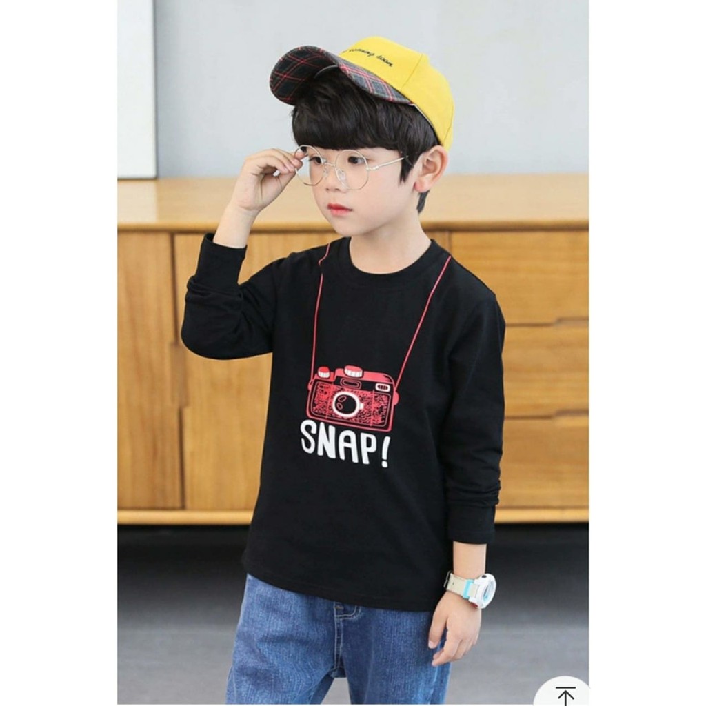 BISA COD / ALIPIO781 - BAJU CAMERA KIDS / baju anak laki / perempuan / lengan panjang