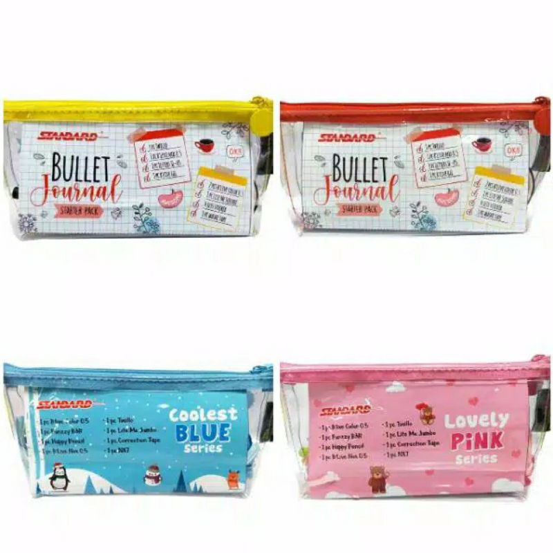 

STANDARD Pen Paket Tempat Pensil Seri Bullet Journal Yellow / Red / Blue / Pink Series Pencil Case