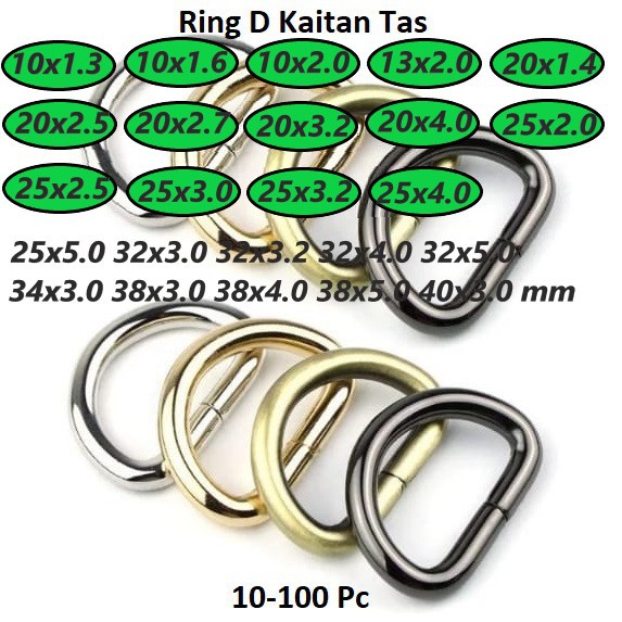 Ring D Kaitan Tas Uk 10mm-25mm Harga/10-100pc