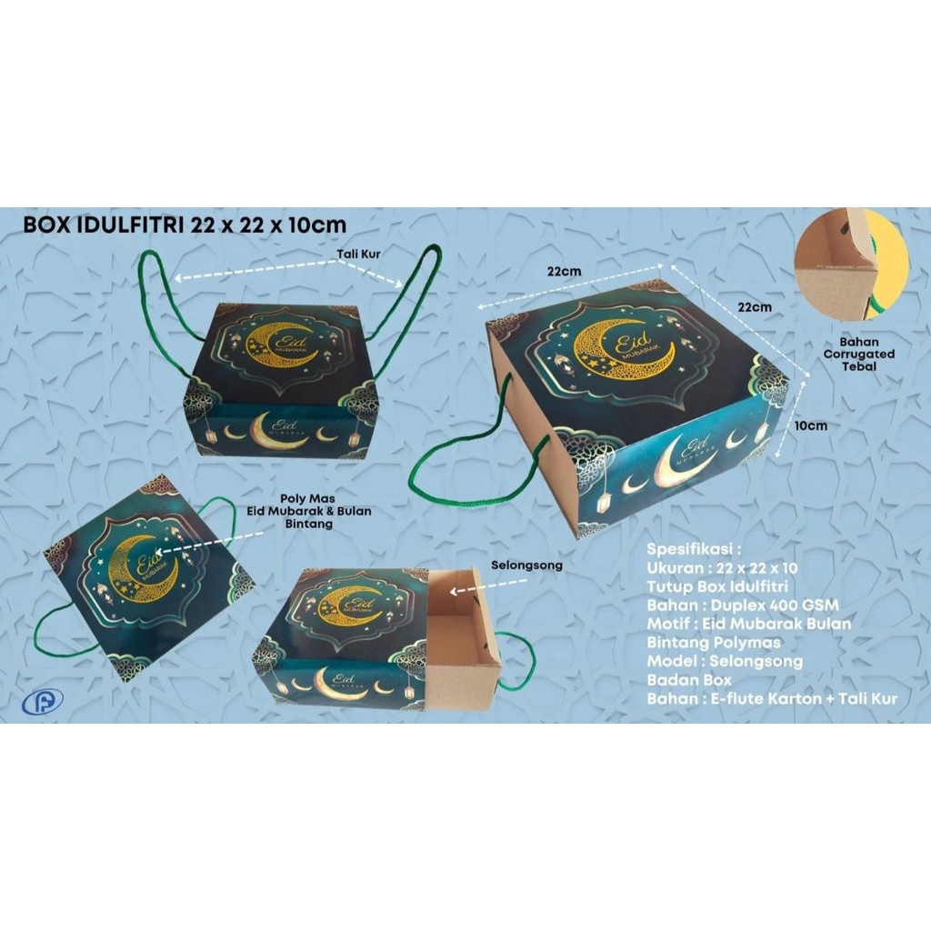 

Box Dus Toples - Box Dus Idul Fitri 22x22x10cm - Gosend Grab