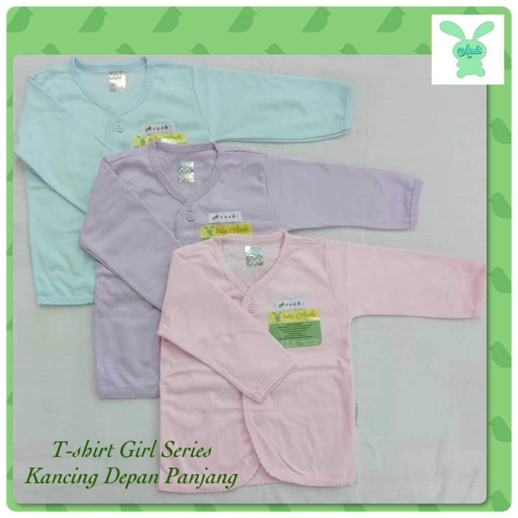 Aruchi Baju Lengan Panjang Kancing Depan Perempuan Motif POLOS 3pcs