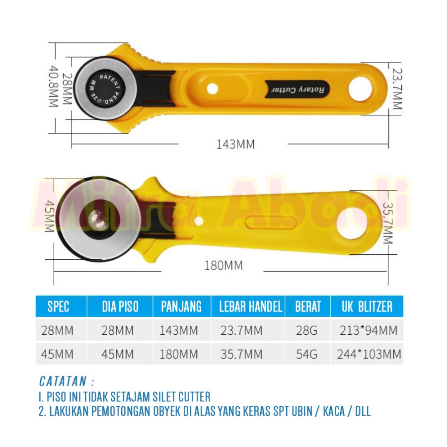 Rotary Cutter / Pisau Putar Pemotong Kain