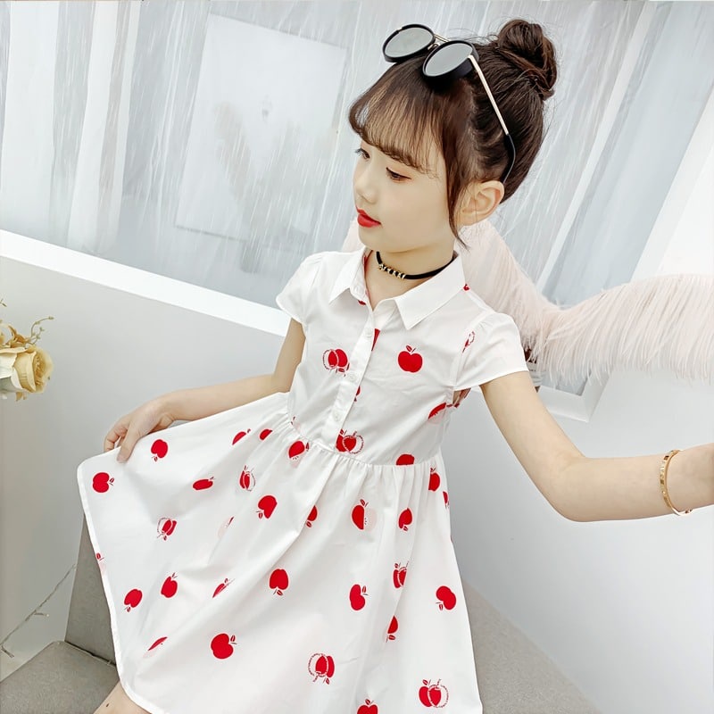 Promo !! Dress katun anak perempuan/dress murah/ Dress apple sweet kiddos import uk 3-7th